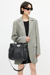 Salvatore Ferragamo Black & Silver Gancini Shoulder Bag