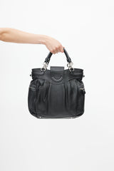 Salvatore Ferragamo Black & Silver Gancini Shoulder Bag