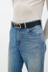 Ferragamo Black & Brown Gancini Reversible Leather Belt