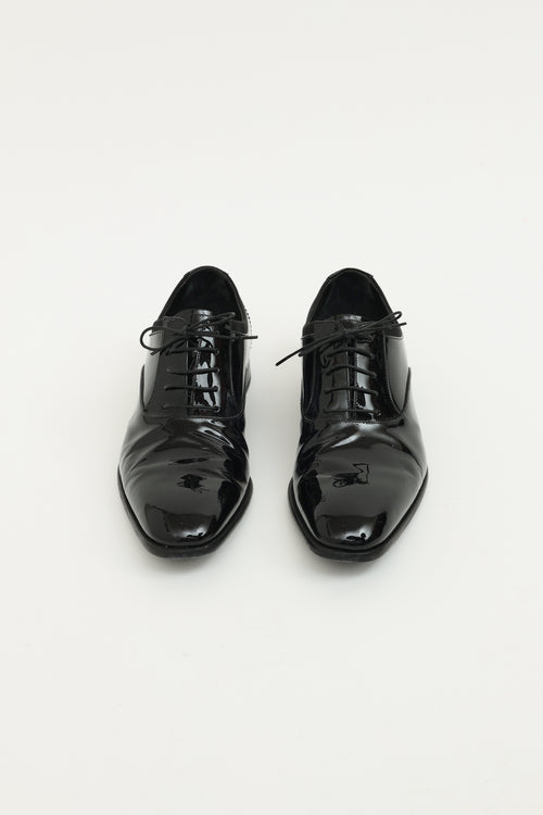 Salvatore Ferragamo Black Patent Leather Aiden Oxfords