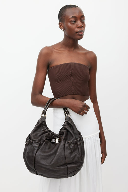 Ferragamo Brown Leather Bow Bag