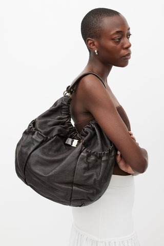 Ferragamo Brown Leather Bow Bag