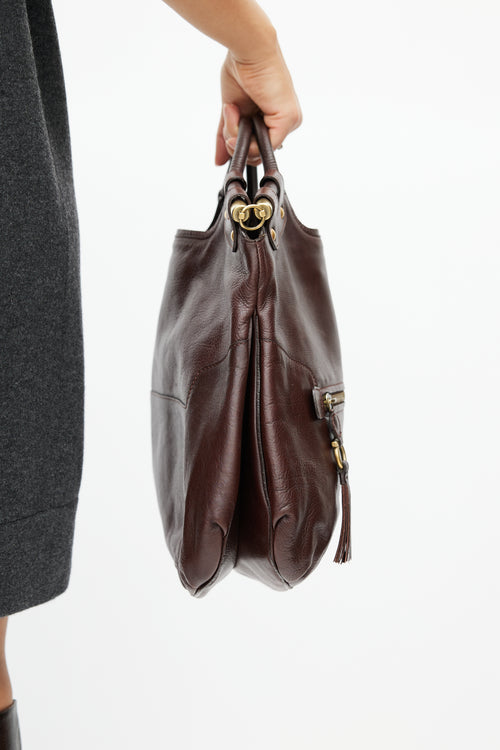 Salvatore Ferragamo Burgundy Gancini Leather Bag