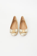 Salvatore Ferragamo Gold Bow Flat