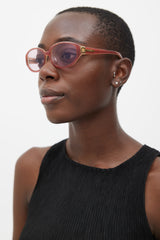 Salvatore Ferragamo Pink Stripe 2132 Oval Sunglasses