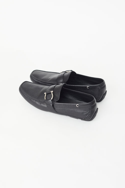 Salvatore Ferragamo Black Leather Driving Loafer