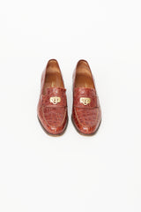 Salvatore Ferragamo Brown Leather Embossed Loafer