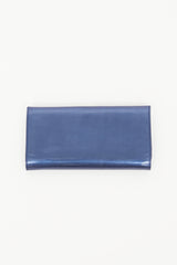 Salvatore Ferragamo Metallic Blue Patent Leather Wallet