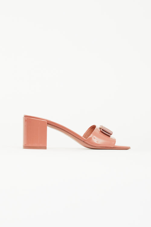 Salvatore Ferragamo Pink Patent Vara Bow Heeled Sandal