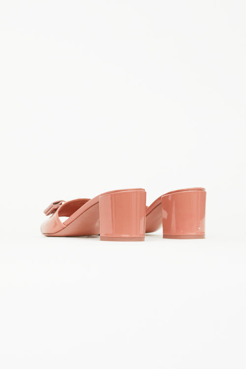 Salvatore Ferragamo Pink Patent Vara Bow Heeled Sandal