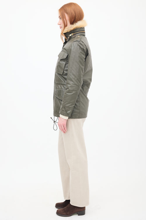 Sam Green Waxed Canvas & Fur 2-in-1 Anorak Jacket