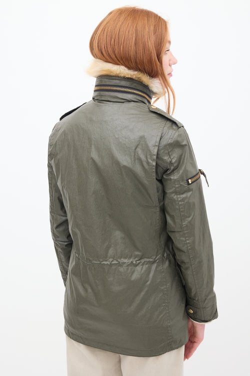 Sam Green Waxed Canvas & Fur 2-in-1 Anorak Jacket