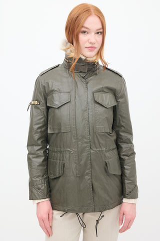 Sam Green Waxed Canvas & Fur 2-in-1 Anorak Jacket