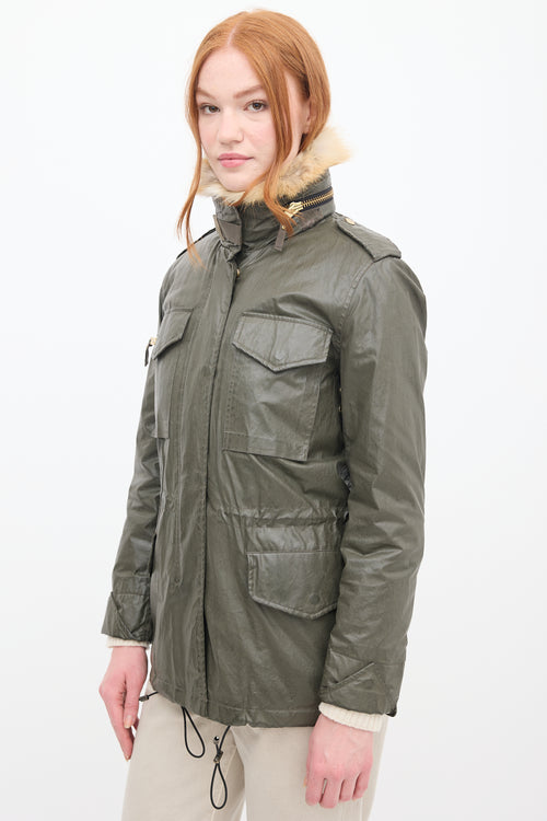 Sam Green Waxed Canvas & Fur 2-in-1 Anorak Jacket