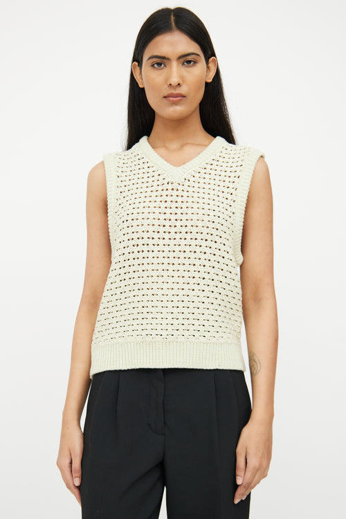 Samsoe Samsoe Green Crochet V Neck Vest