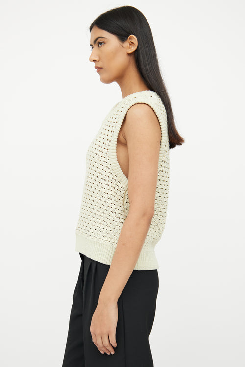 Samsoe Samsoe Green Crochet V Neck Vest