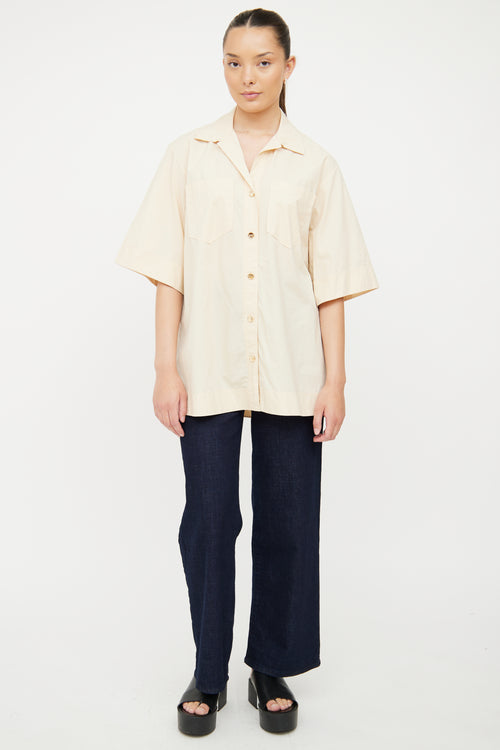 Sandro Yellow Cotton Button Front Shirt