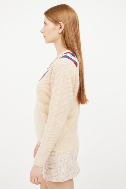 Sandro Beige Knit Stripe Sweater