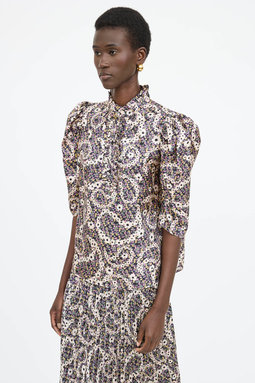 Sandro Satin Floral Co-Ord Set