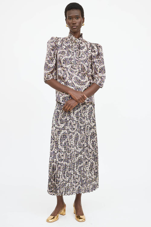 Sandro Satin Floral Co-Ord Set