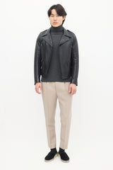 Sandro Black Leather Biker Jacket