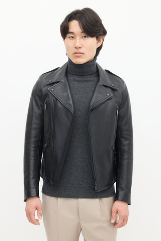 Sandro Black Leather Biker Jacket