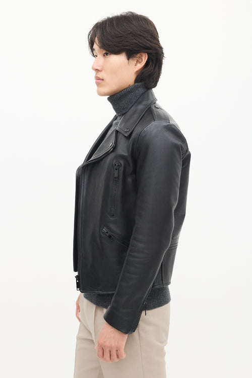 Sandro Black Leather Biker Jacket