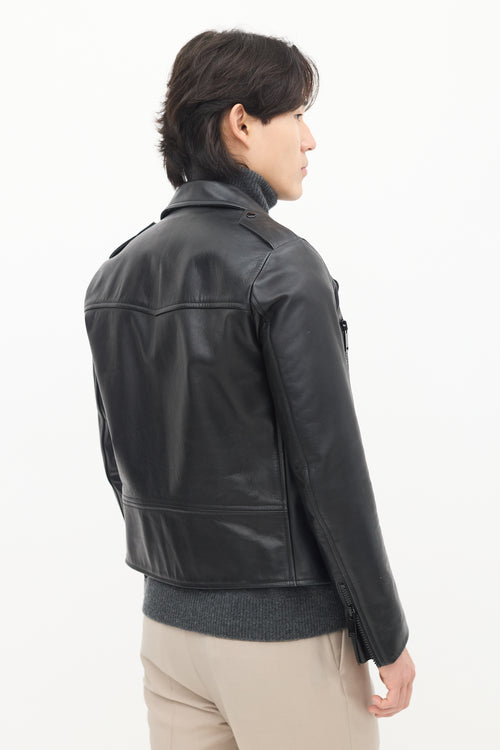 Sandro Black Leather Biker Jacket