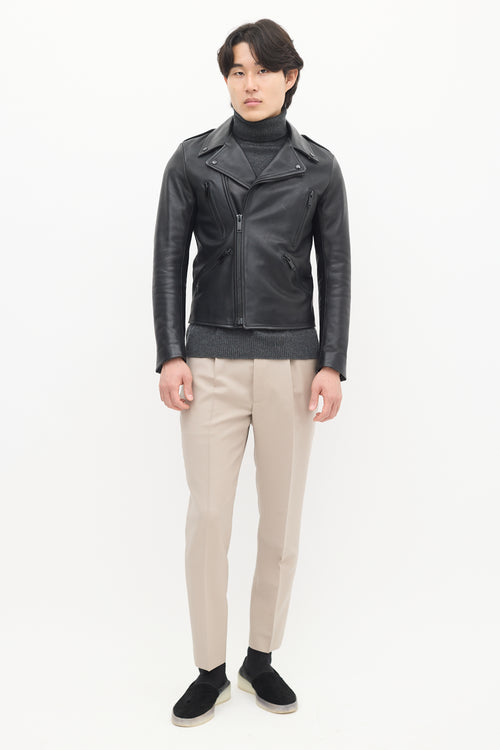 Sandro Black Leather Biker Jacket