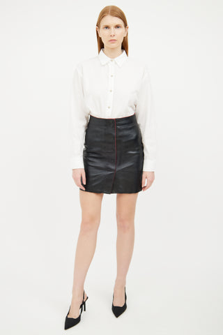 Sandro Black & Red Leather Mini Skirt