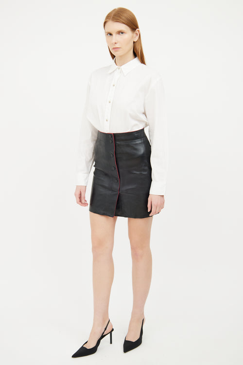 Sandro Black & Red Leather Mini Skirt