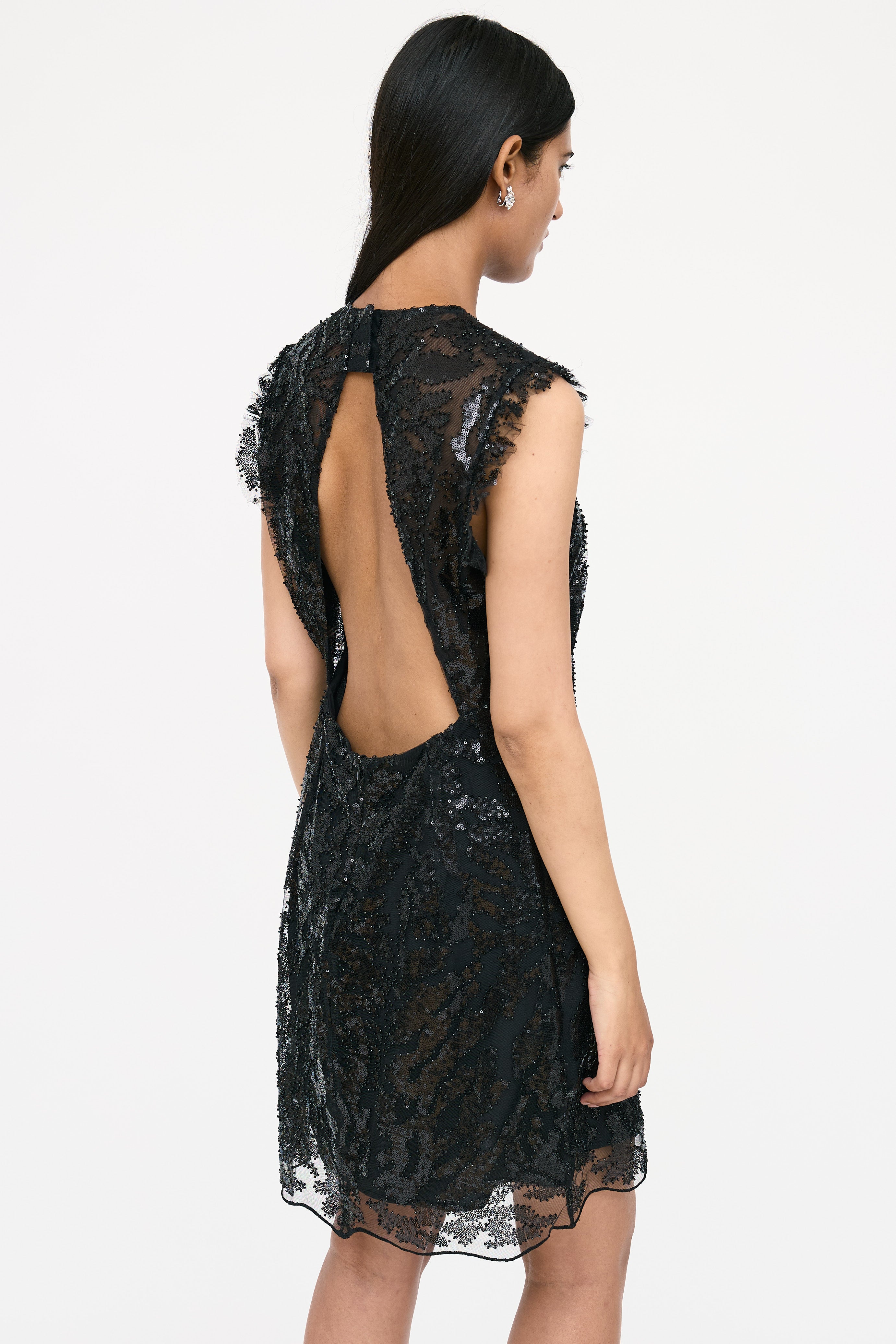 sandro long mesh sequin dress Sandro Star-embellished Mesh Dress in Natural