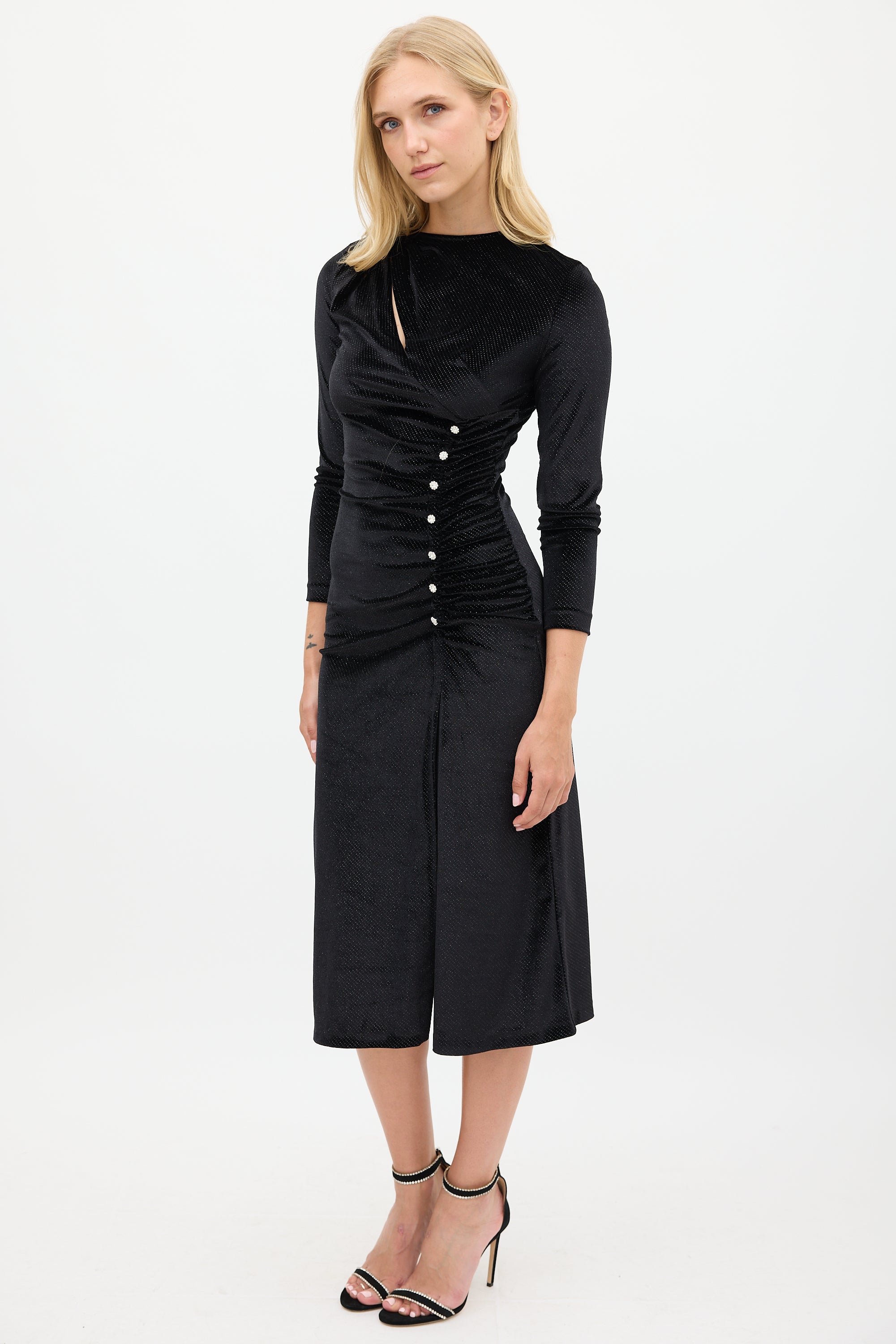 Sandro // Black Sparkly Velour Vaness Dress VSP Consignment Sandro // Black Sparkly Velour Vaness Dress VSP Consignment