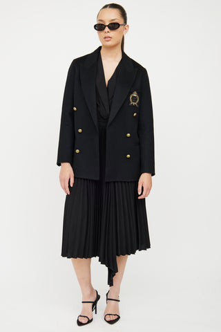 Sandro Black Wool Blend Crest Blazer