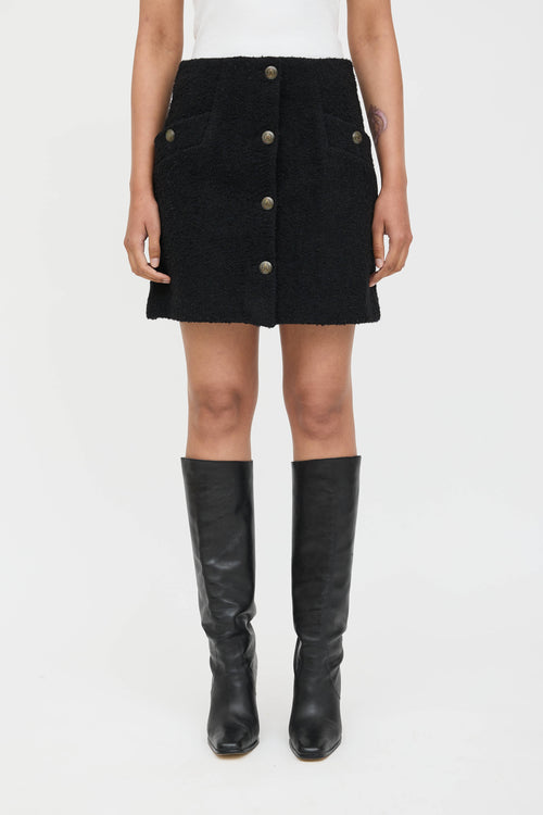 Sandro Knit Button Mini Skirt