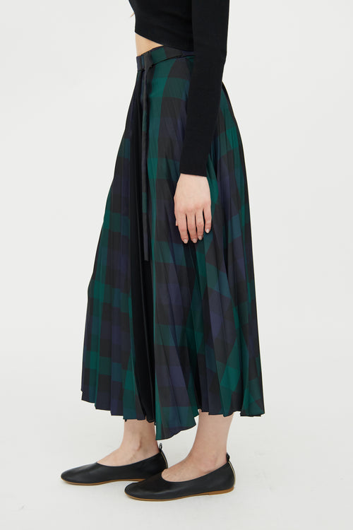 Green & Navy Plaid Pleated Skirt Sandro