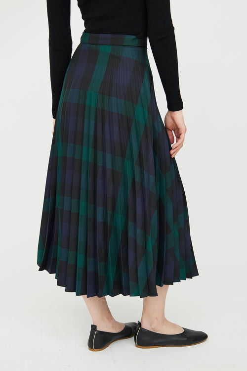 Green & Navy Plaid Pleated Skirt Sandro