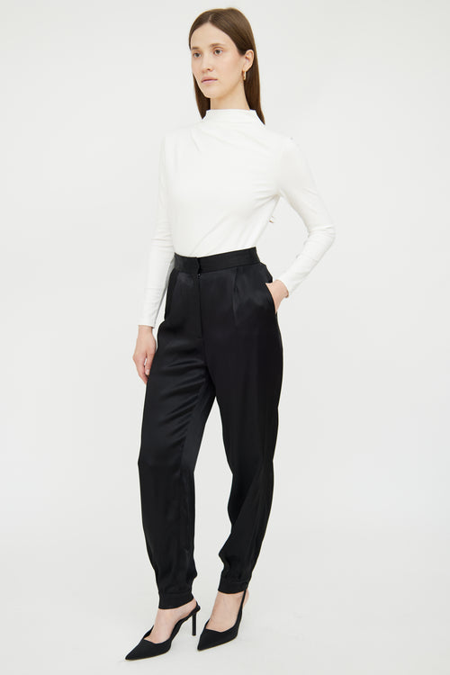 Sandro Black Satin Pleated Trouser