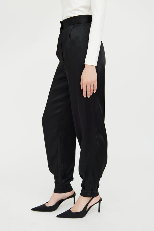 Sandro Black Satin Pleated Trouser