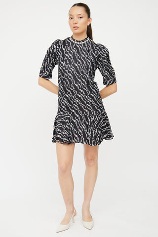 Sandro Black & White Pattern Silk Blend Dress