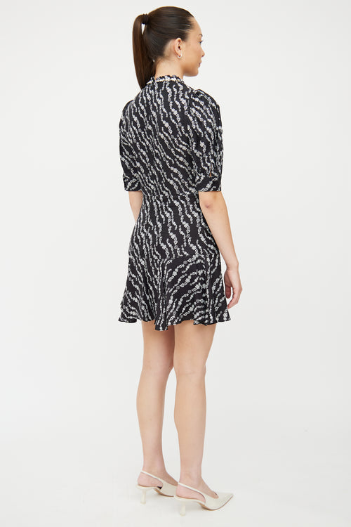 Sandro Black & White Pattern Silk Blend Dress