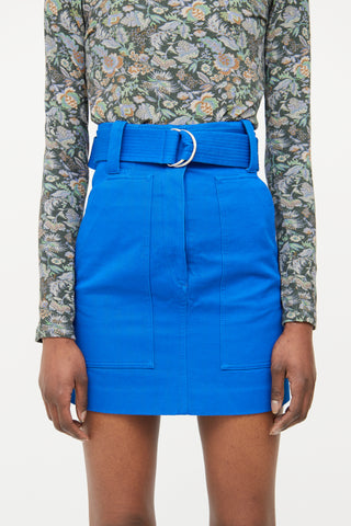 Sandro Blue Midi Belted Skirt