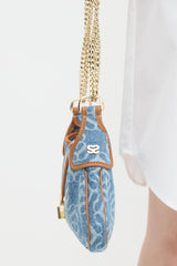 Sandro Blue & Brown Denim Janet Monogram Bag