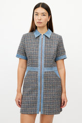 Sandro Blue & Multicolour Tweed Dress