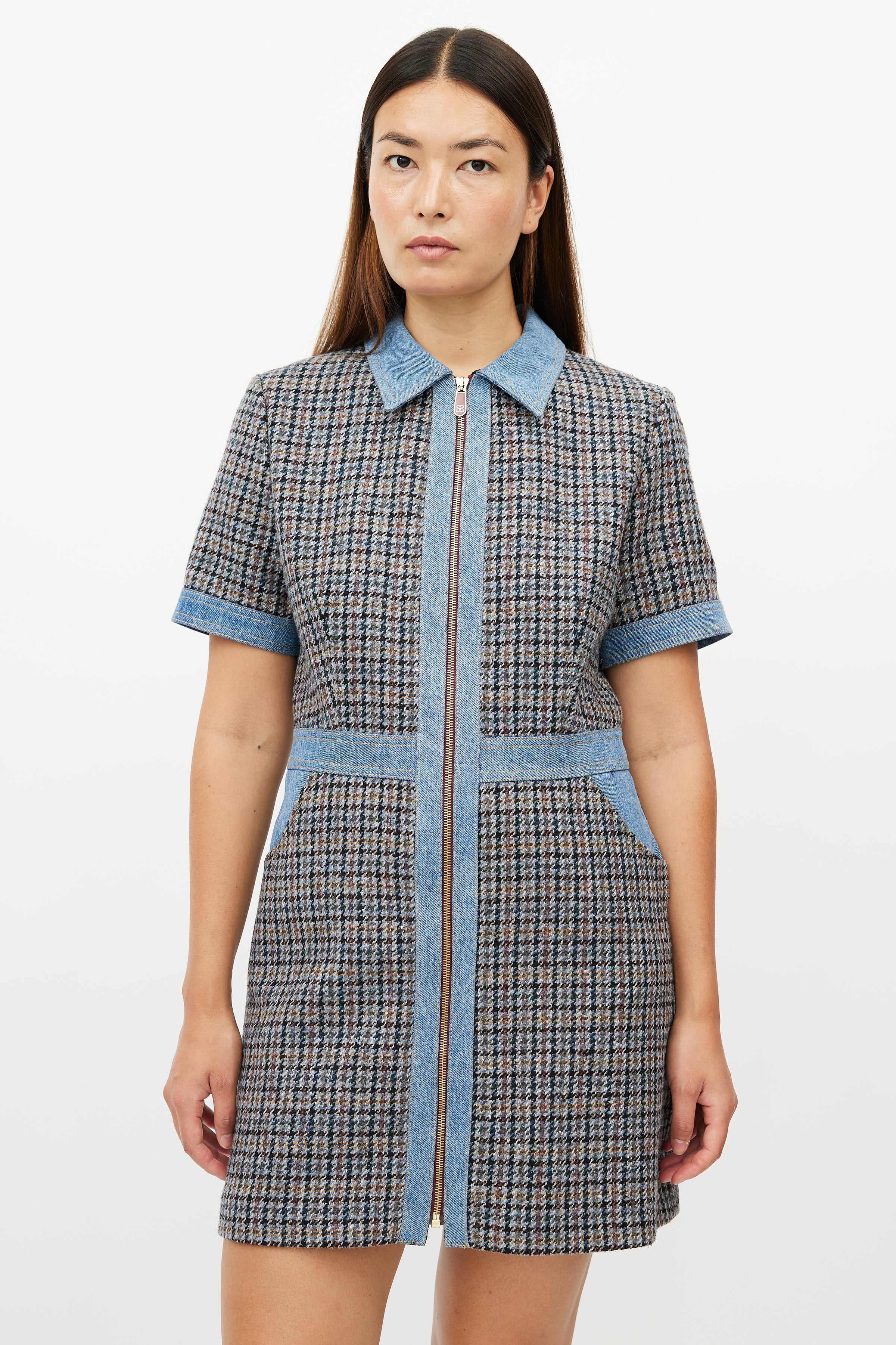 Sandro // Blue & Multicolour Tweed Dress – VSP Consignment