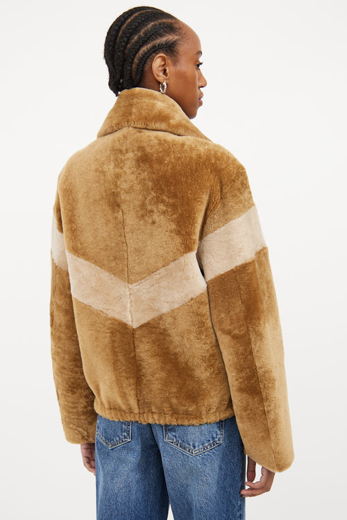 Brown Striped Shearling Jacket