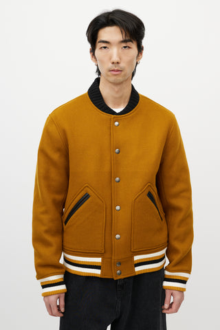 Sandro Brown & Multicolour Wool Striped Varsity Jacket