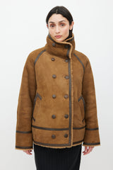 Sandro Brown Suede & Sherpa Jacket