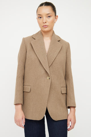 Sandro Brown Wool Blend Oversized Blazer