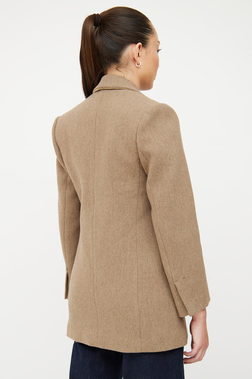 Sandro Brown Wool Blend Oversized Blazer